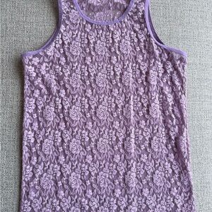 Lilac Floral Mesh Tank Top